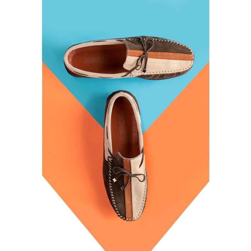 Ducavelli Colore Genuine Leather Men's Casual Shoes, Loafers, Lightweight Shoes, Suede Loafers.