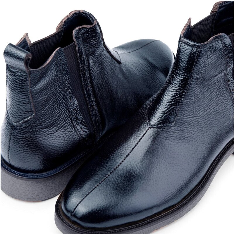 Ducavelli Leeds Genuine Leather Non-Slip Sole Chelsea Daily Boots Navy Blue