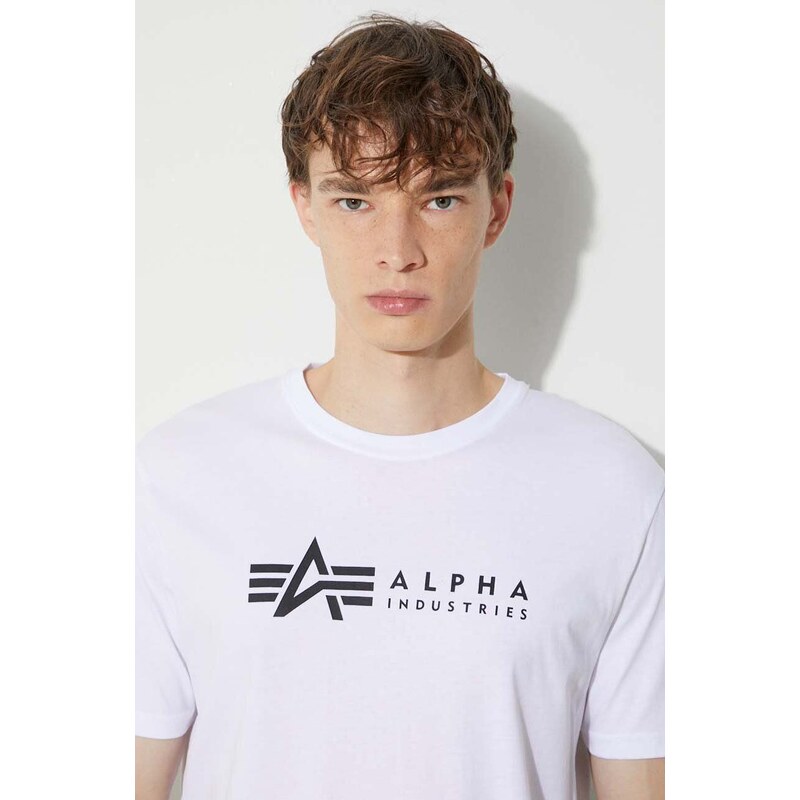 Bavlněné tričko Alpha Industries Alpha Label T 2 Pack bílá barva, s potiskem, 118534.09