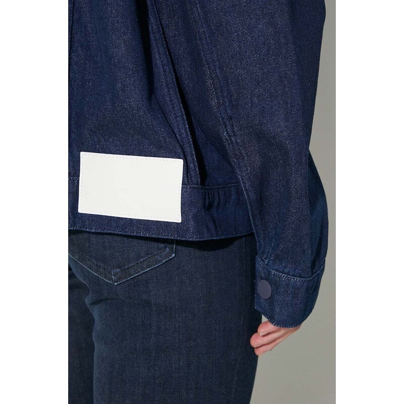 Džínová bunda adidas Originals Denim Jacket dámská, tmavomodrá barva, přechodná, oversize, IN0265