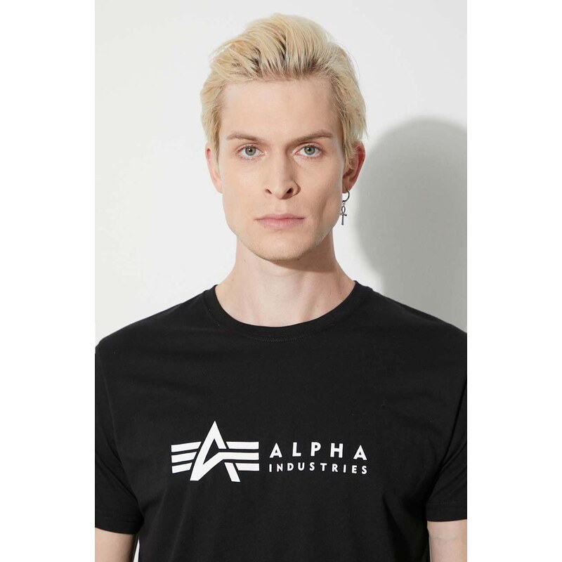 Bavlněné tričko Alpha Industries Alpha Label T 2 Pack bílá barva, s potiskem, 118534.95