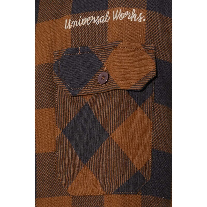 Košile Universal Works L/S Utility Shirt hnědá barva, regular, s klasickým límcem, 29177