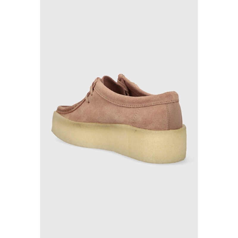 Clarks Originals Semišové polobotky Clarks Wallabee Cup dámské, béžová barva, na plochém podpatku, 26173252