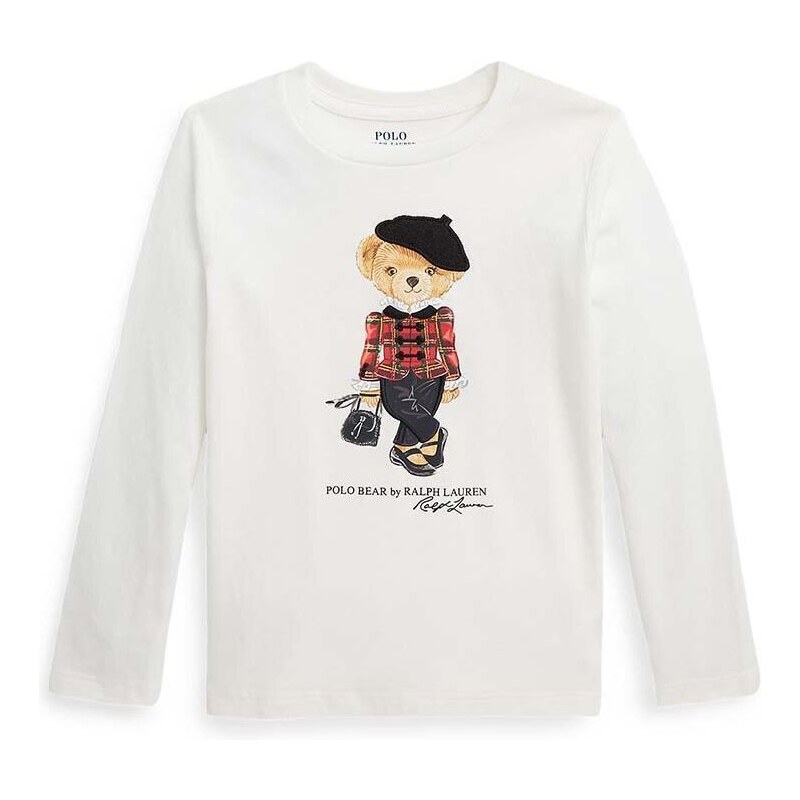 Dětská bavlněná košile s dlouhým rukávem Polo Ralph Lauren bílá barva