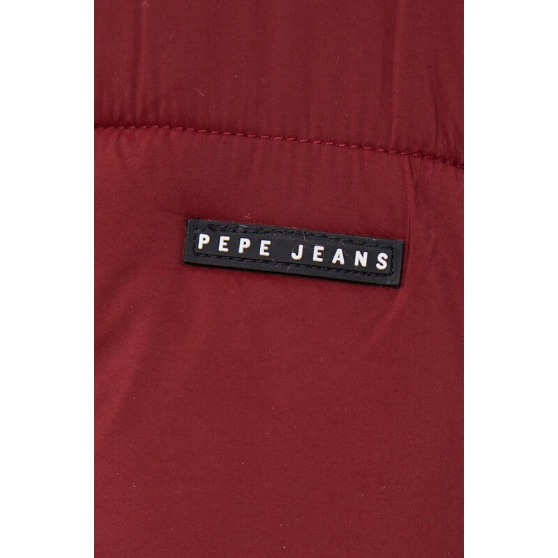 Bunda Pepe Jeans dámská, vínová barva, zimní