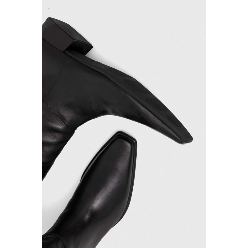 Kožené kozačky Vagabond Shoemakers NELLA dámské, černá barva, na plochém podpatku, 5616.101.20