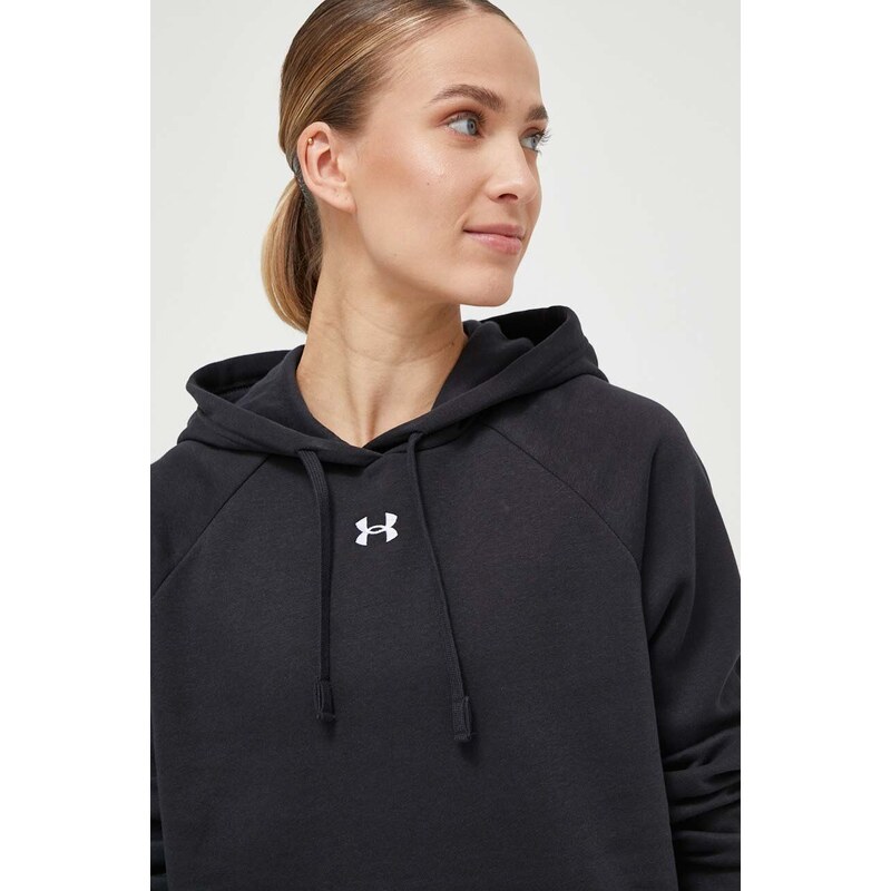 Mikina Under Armour dámská, černá barva, s kapucí, hladká, 1379500