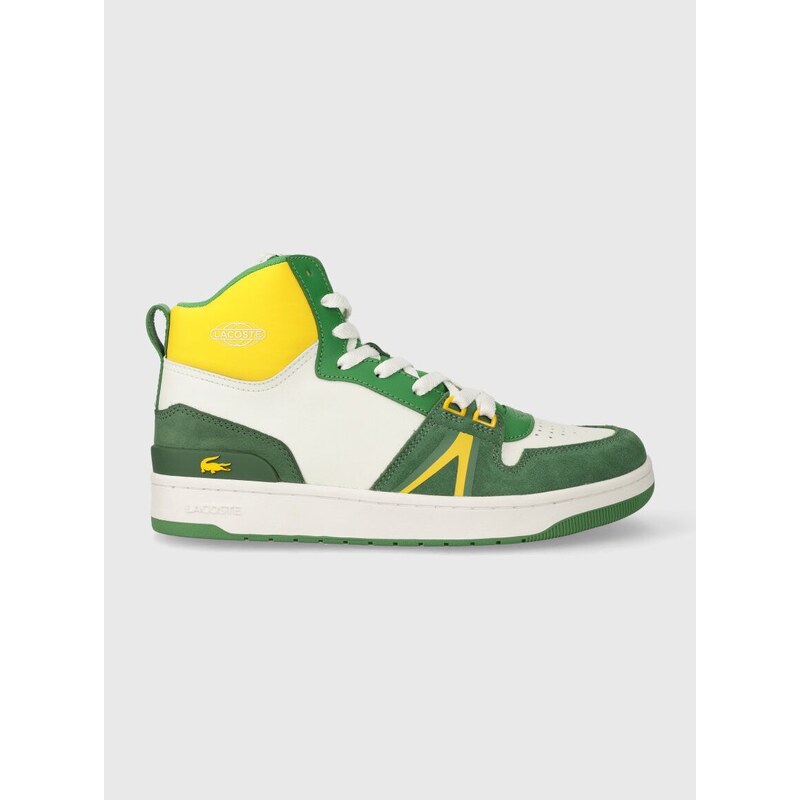 Kožené sneakers boty Lacoste L001 Leather Colorblock High-Top zelená barva, 45SMA0027