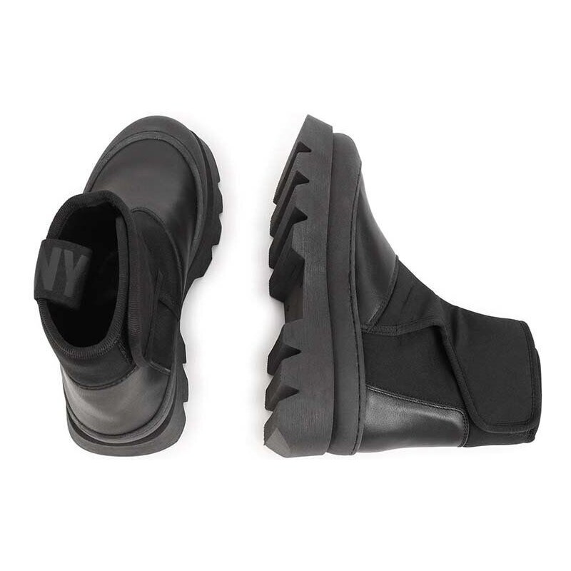 Dětské kožené boty Dkny černá barva