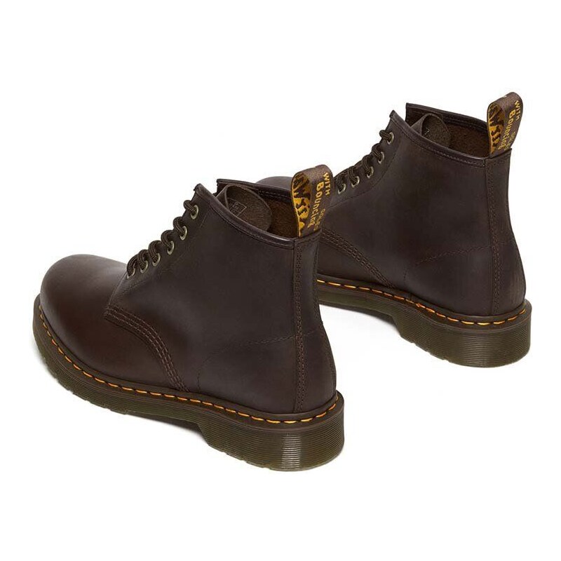 Kožené kotníkové boty Dr. Martens 101 dámské, hnědá barva, na plochém podpatku, DM27761201