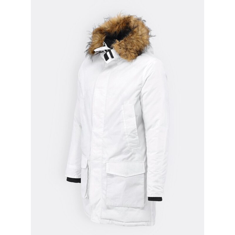 MODOVO Pánská dlouhá zimní bunda bílá