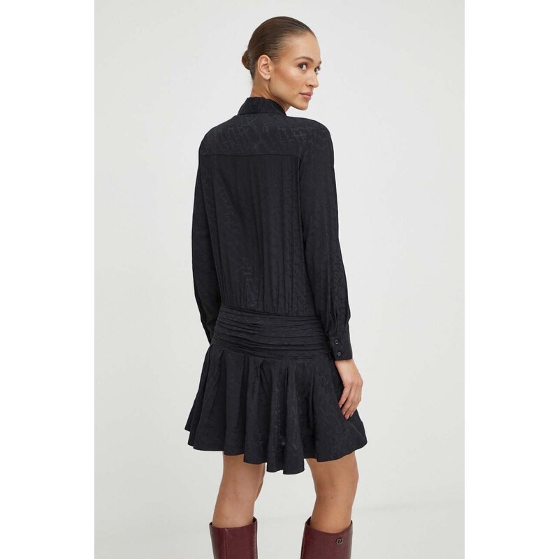 Šaty s příměsí hedvábí Pinko černá barva, mini, oversize, 102306.A193