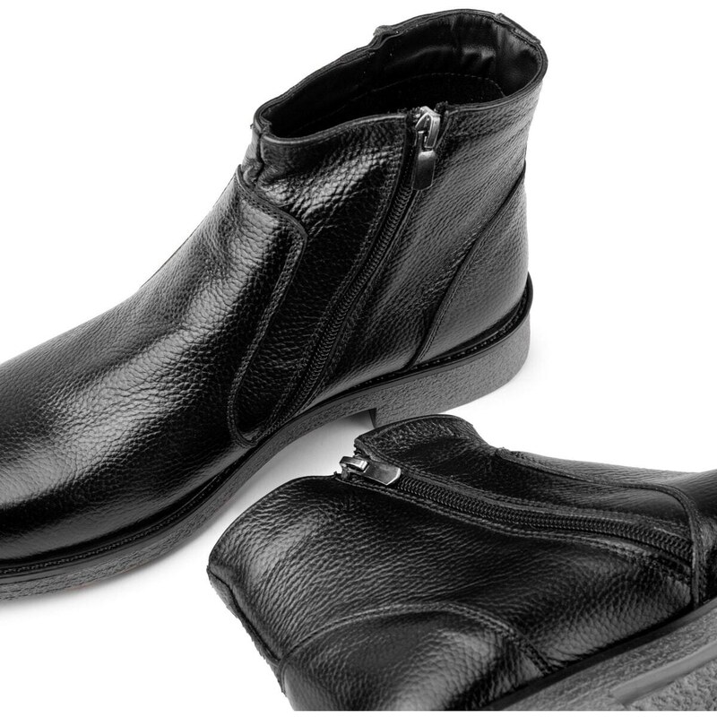 Ducavelli Bristol Genuine Leather Non-slip Sole With Zipper Chelsea Daily Boots Black.