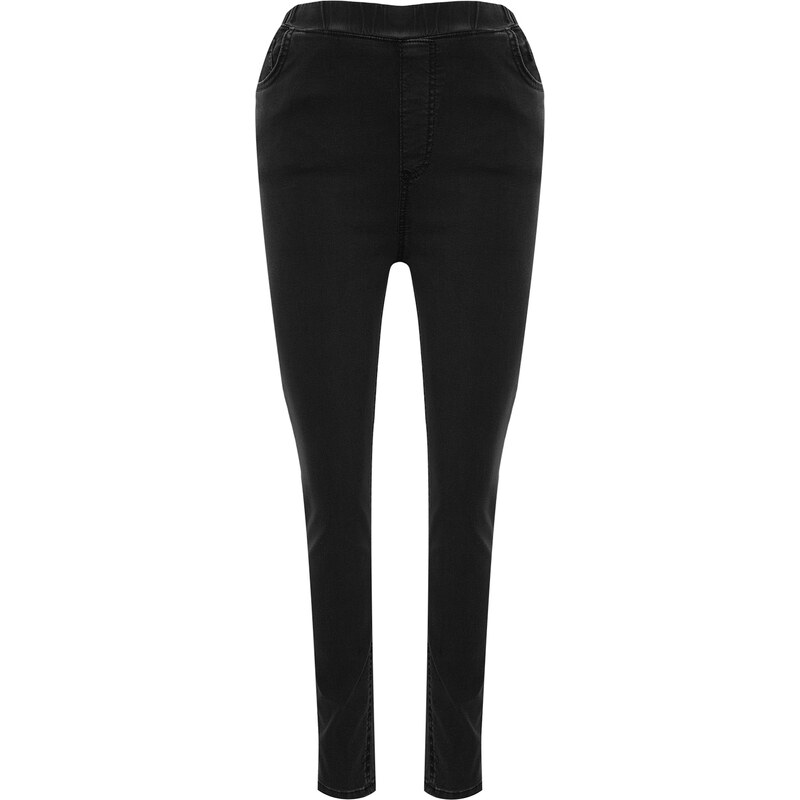 Trendyol Curve Anthracite High Waist Flexibilní úzké džíny