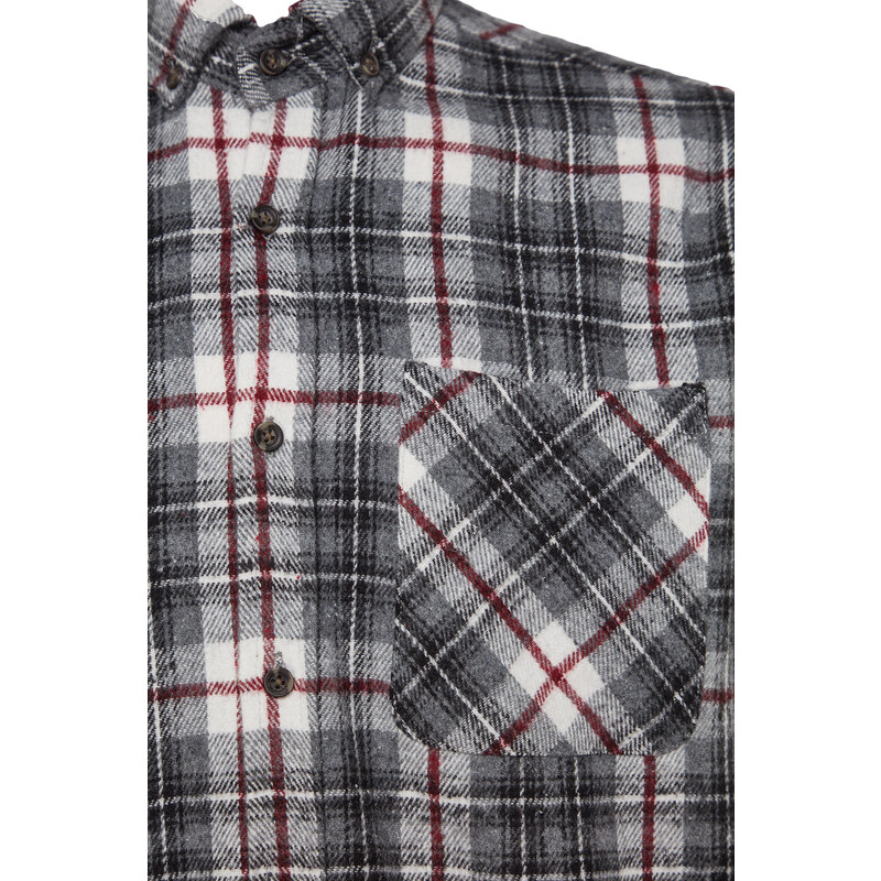 Trendyol Black Slim Fit Lumberjack Plaid Button Collar Shirt