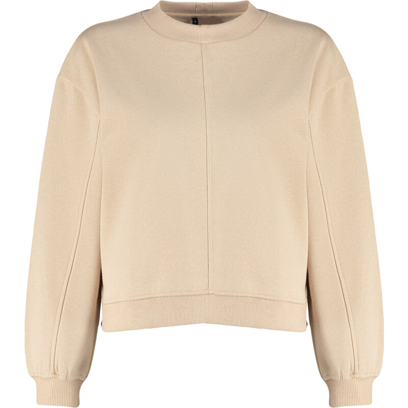 Trendyol Beige More Sustainable Thick, Fleece Inside, Stand-Up Collar Loose Knitted Sweatshirt