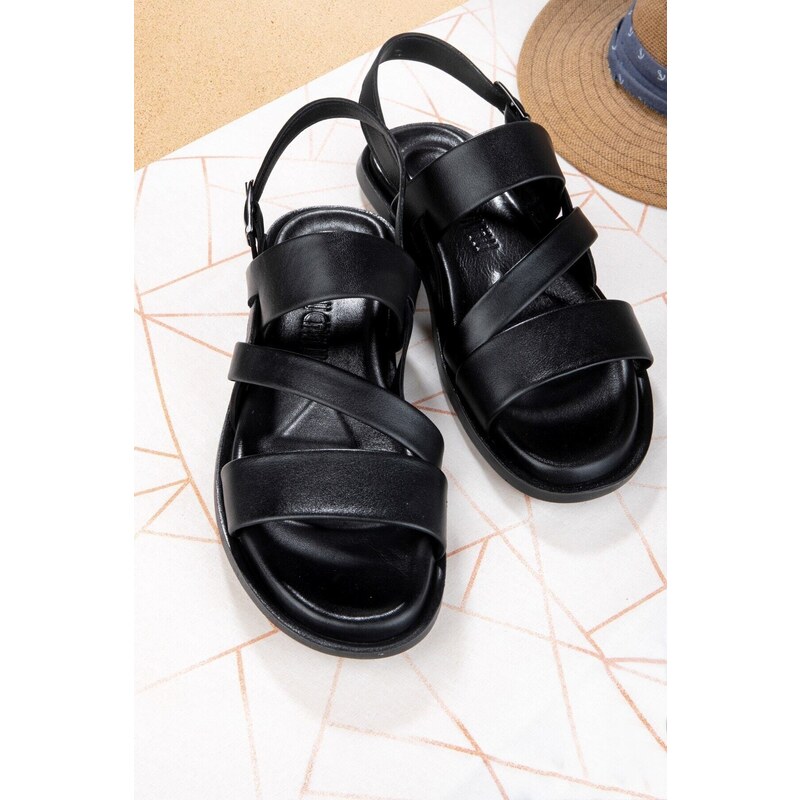 Ducavelli Roma Genuine Leather Men's Sandals, Genuine Leather Sandals, Orthopedic Sole Sandals, Lightweight Leather.