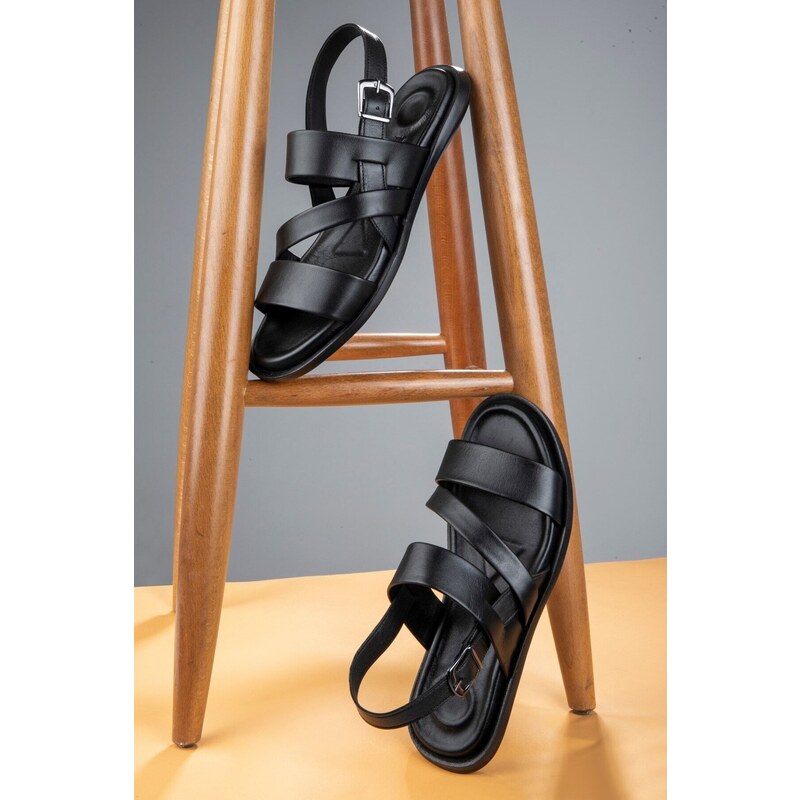 Ducavelli Roma Genuine Leather Men's Sandals, Genuine Leather Sandals, Orthopedic Sole Sandals, Lightweight Leather.