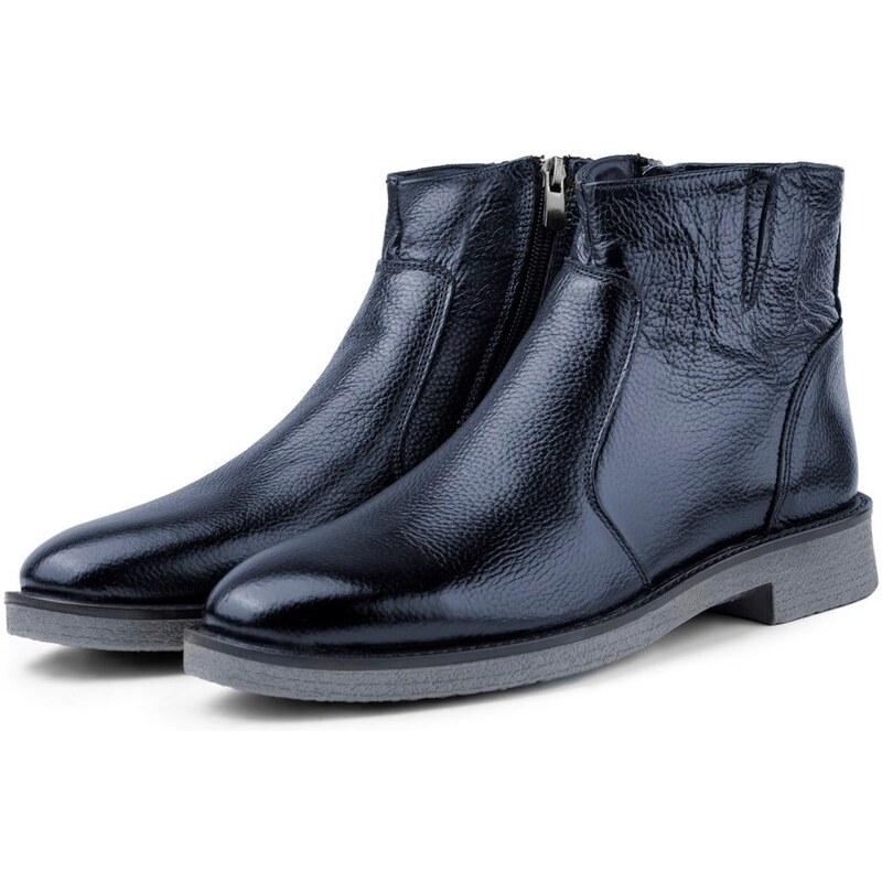 Ducavelli Bristol Genuine Leather Non-slip Sole Zipper Chelsea Daily Boots Navy Blue.