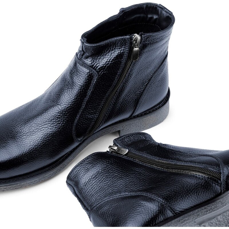 Ducavelli Bristol Genuine Leather Non-slip Sole Zipper Chelsea Daily Boots Navy Blue.