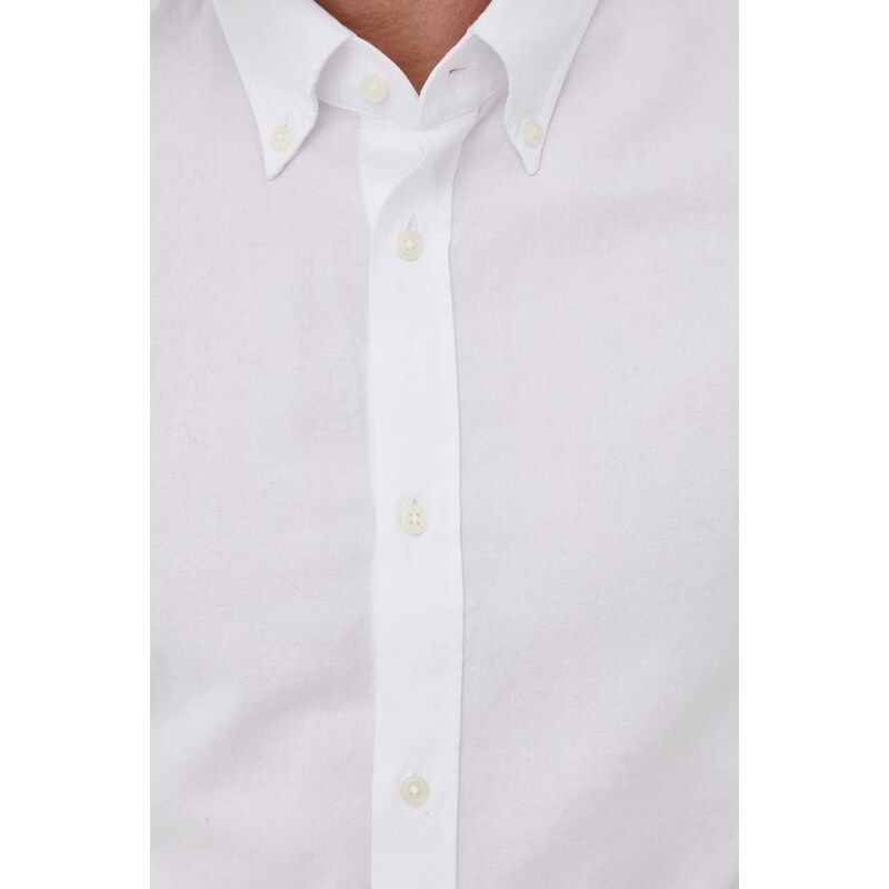 Košile United Colors of Benetton bílá barva, regular, s límečkem button-down