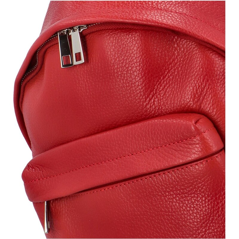 Delami Vera Pelle Trendový dámský kožený batůžek Wendy, červená
