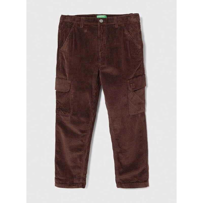 Dětské manšestrové kalhoty United Colors of Benetton hnědá barva