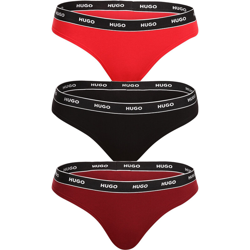 3PACK dámská tanga HUGO vícebarevná (50480150 982)