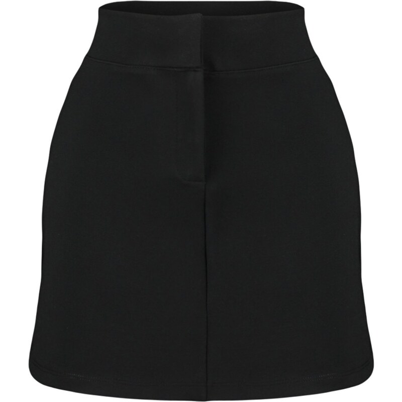 Trendyol Black Interlock High Waist Zipper Knitted Mini Skirt