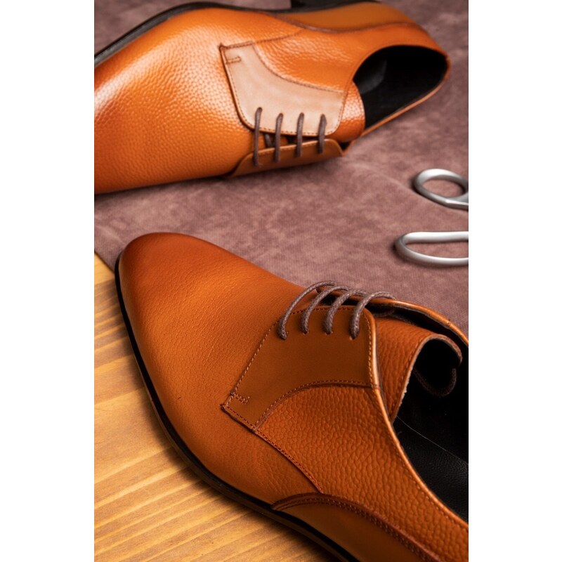 Ducavelli Elite Genuine Leather Men's Classic Shoes, Derby Classic Shoes, Lace-Up Classic Shoes.