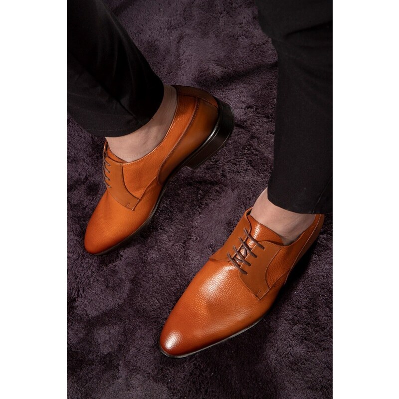 Ducavelli Elite Genuine Leather Men's Classic Shoes, Derby Classic Shoes, Lace-Up Classic Shoes.