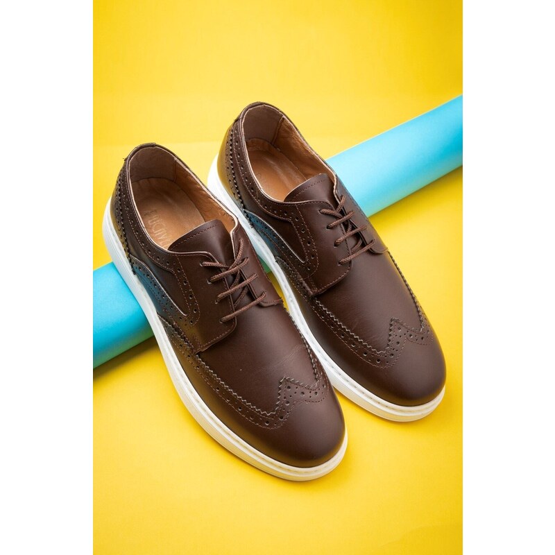 Ducavelli Night Genuine Leather Men's Casual Shoes, Summer Shoes, Lightweight Shoes, Lace-Up Leather Shoes.