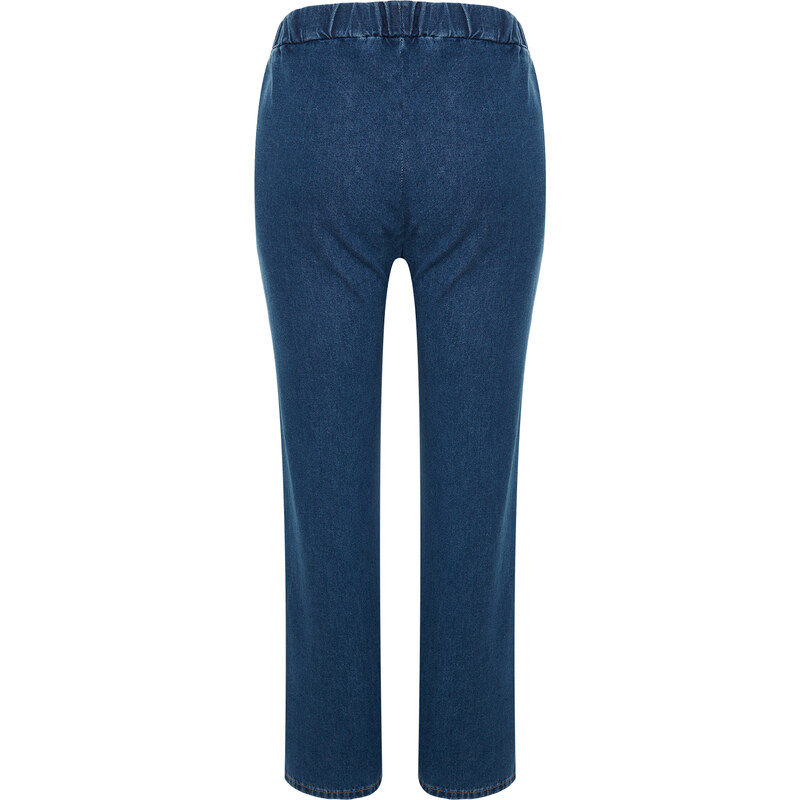 Trendyol Curve modré džíny se širokým pasem s vysokým pasem