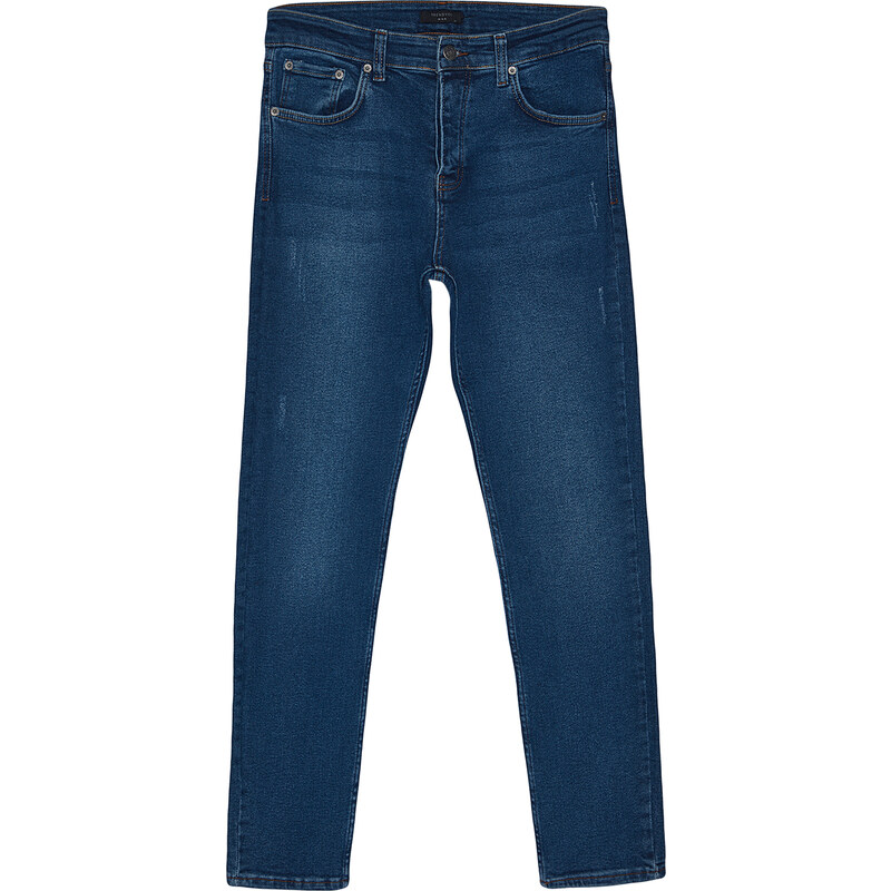 Trendyol Navy Blue Slim Fit Rake Destroyed Jeans Jeans