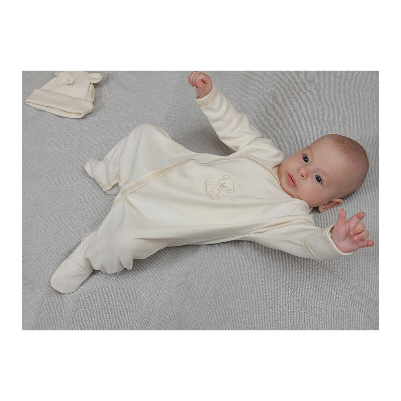LORITA Luxusní kojenecká 4D souprava „Lu Lu“ z organické bavlny, ecru