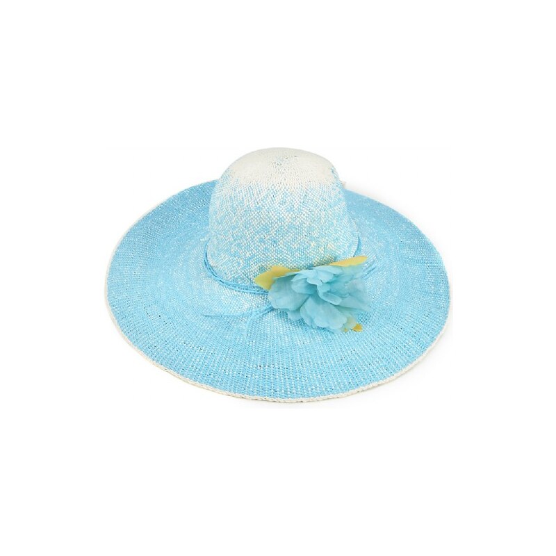 Letní klobouk s květinou, dámské klobouky INTRIGUE modrá