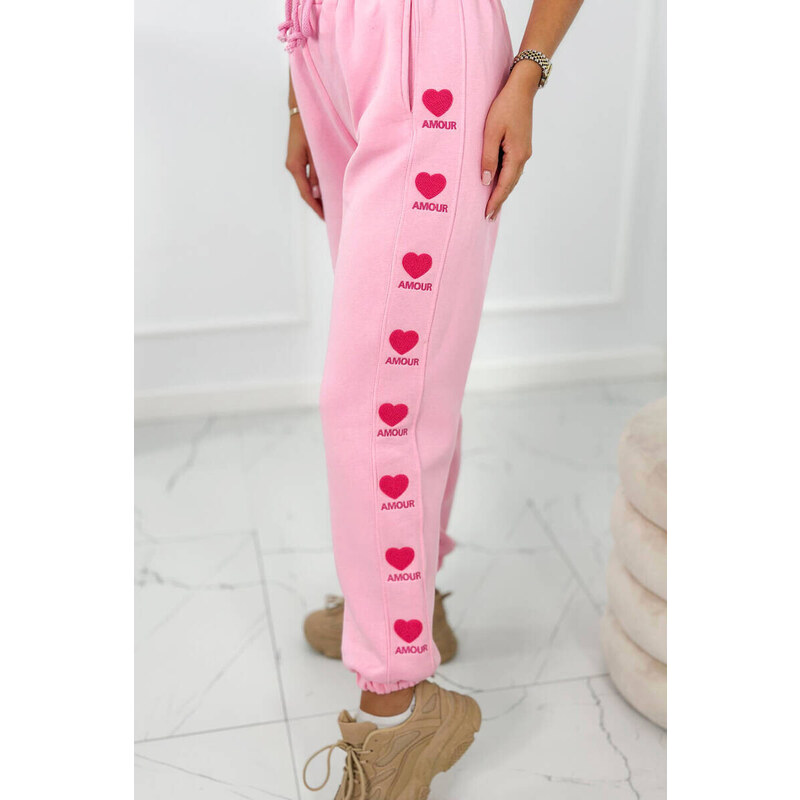 K-Fashion Bavlněné kalhoty Amour růžový 86577045