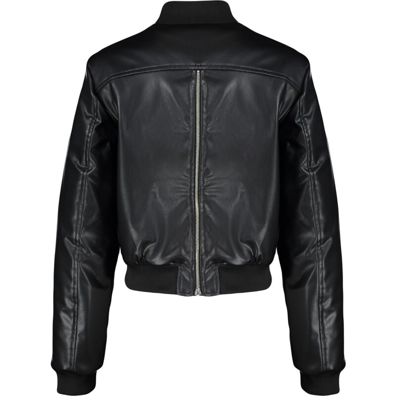 Trendyol Limitovaná edice Černý prémiový oversize kabát z umělé kůže na zip