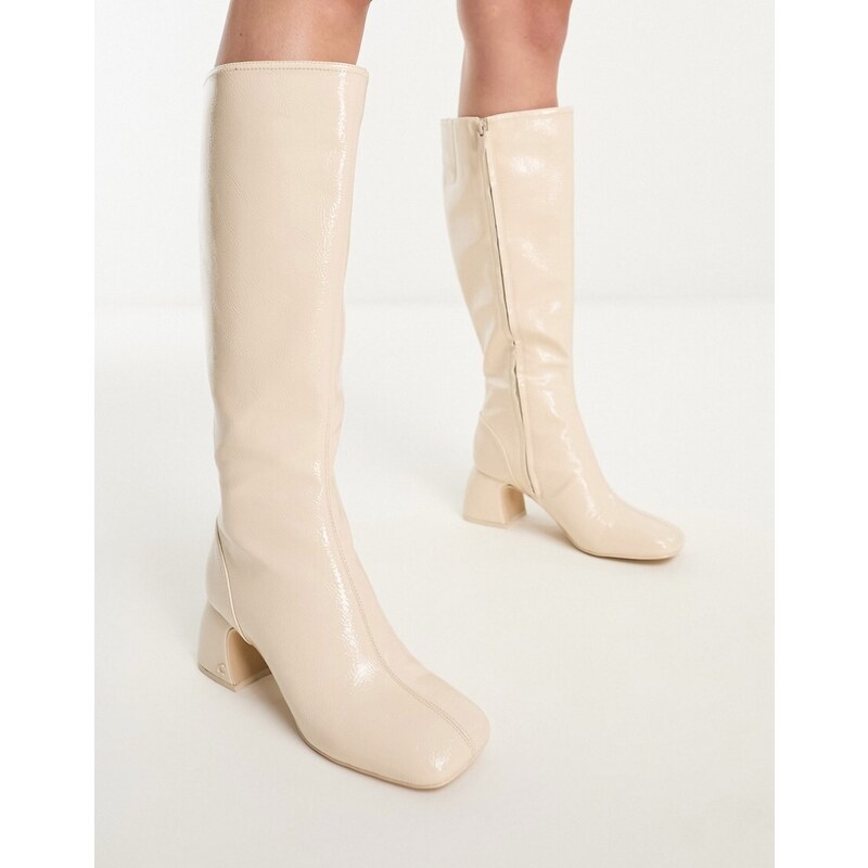 Circus NY knee boots in vanilla bean crinkle patent-White 114855938
