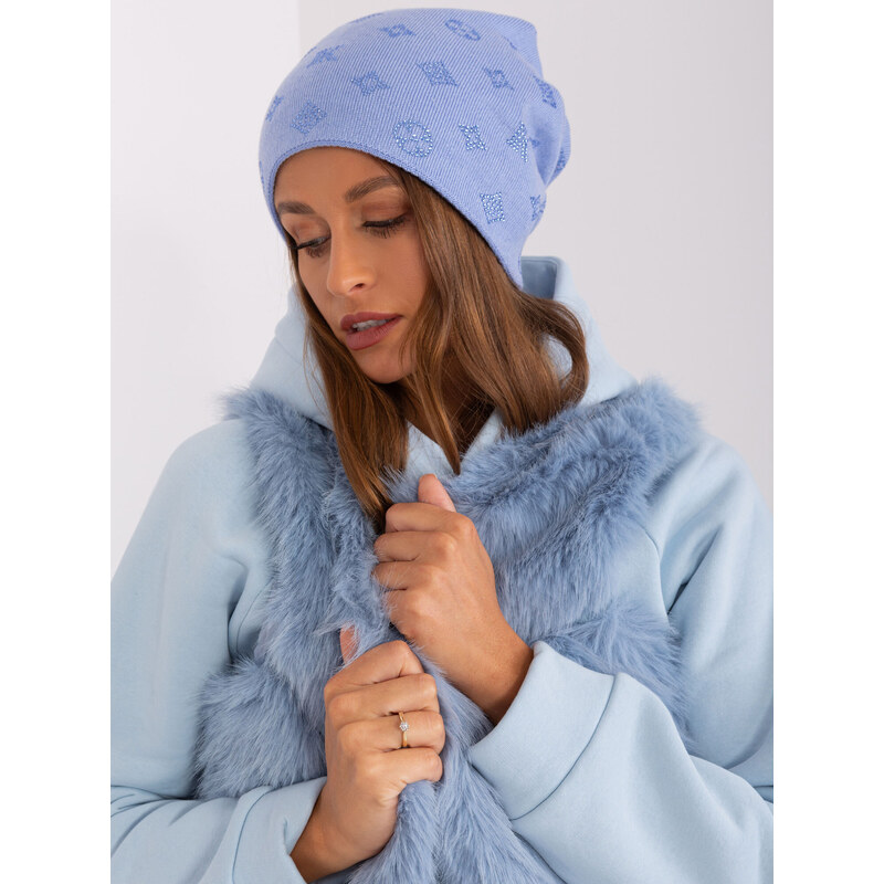 Fashionhunters Dámská modrá pletená čepice