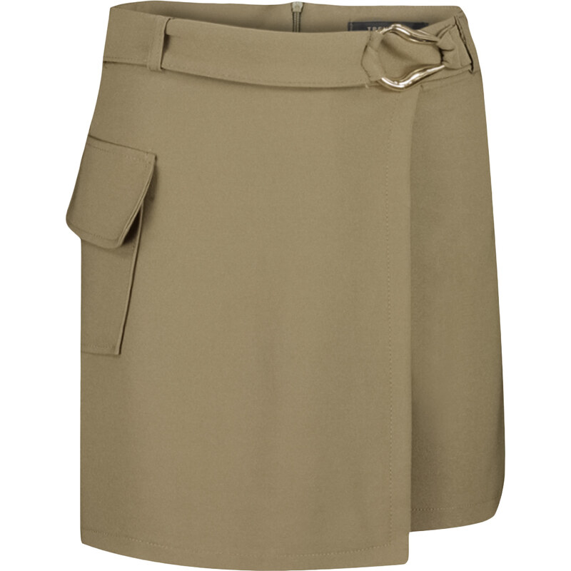 Trendyol Khaki Accessorized Woven Short Skirt