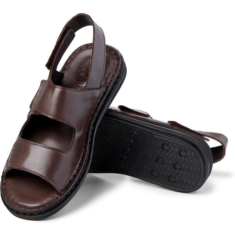 Ducavelli Luas Men's Genuine Leather Sandals, Genuine Leather Sandals, Orthopedic Sole Sandals.