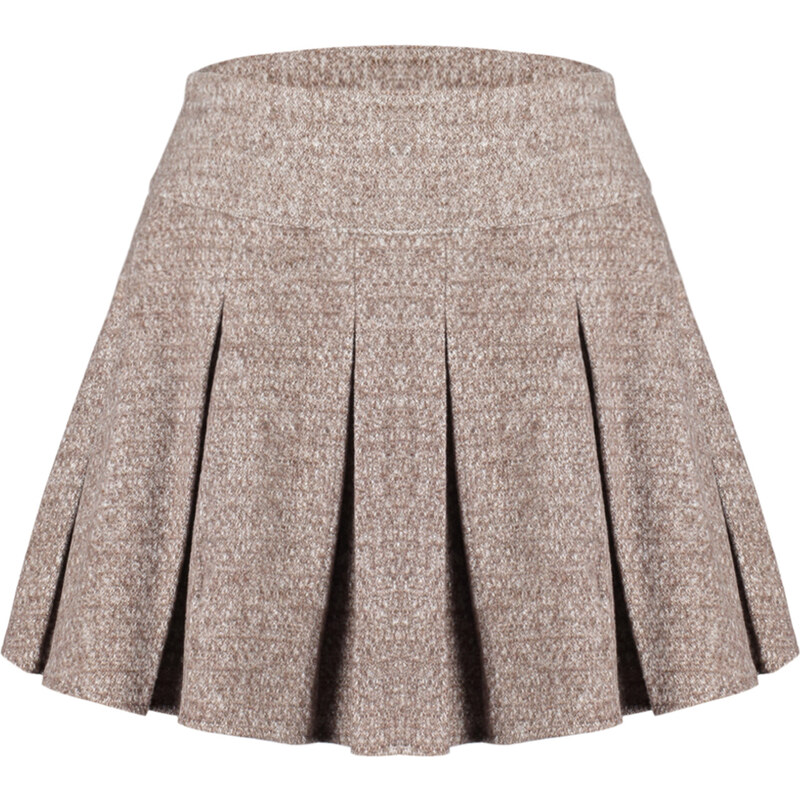 Trendyol Brown Premium Quality Pleated Mini Woven Skirt