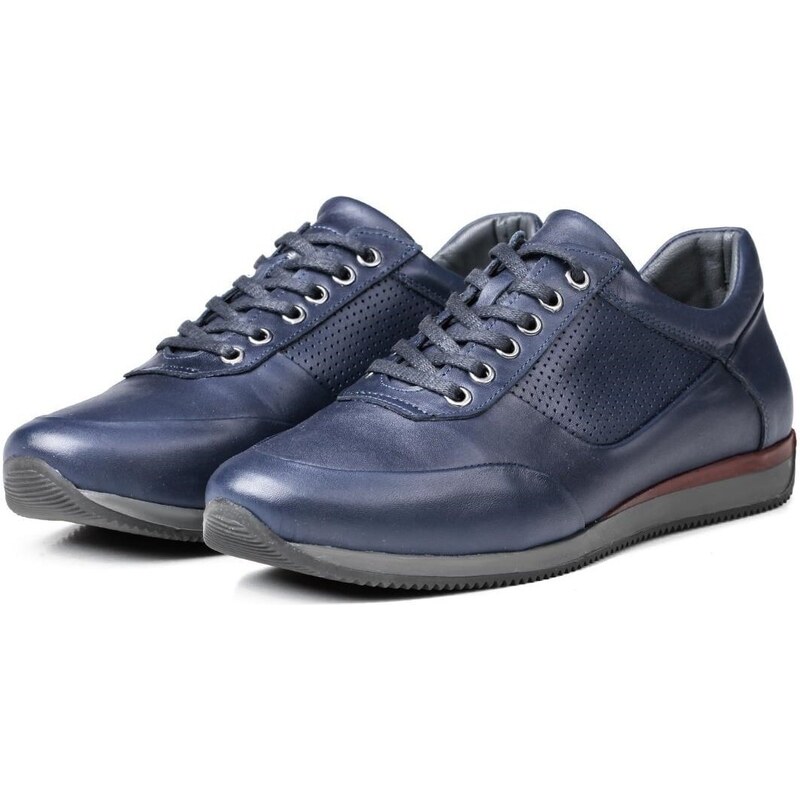 Ducavelli Lion Point Men's Casual Shoes From Genuine Leather With Plush Shearling, Navy Blue.