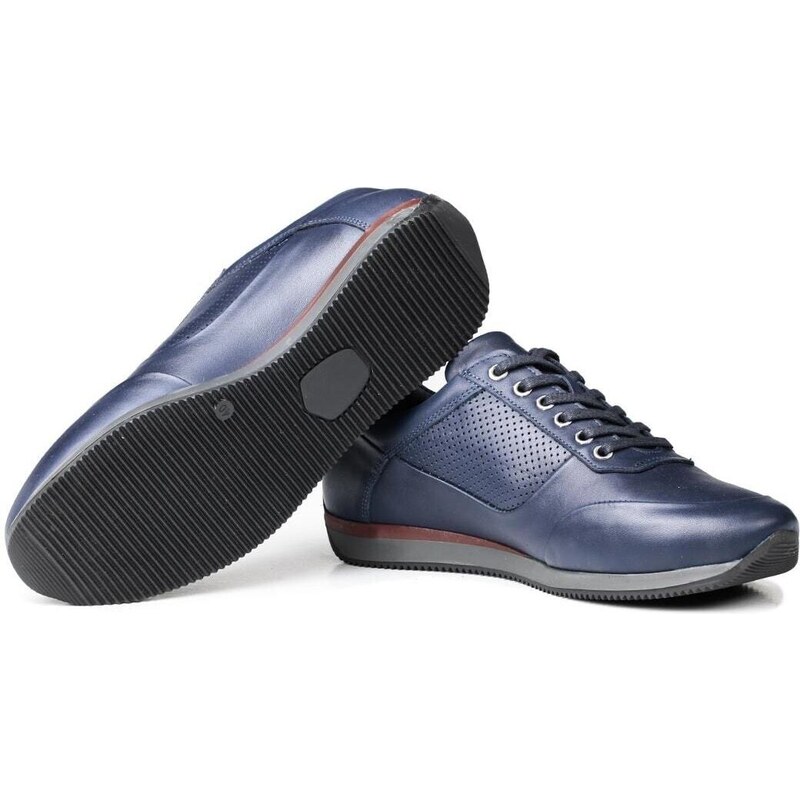 Ducavelli Lion Point Men's Casual Shoes From Genuine Leather With Plush Shearling, Navy Blue.