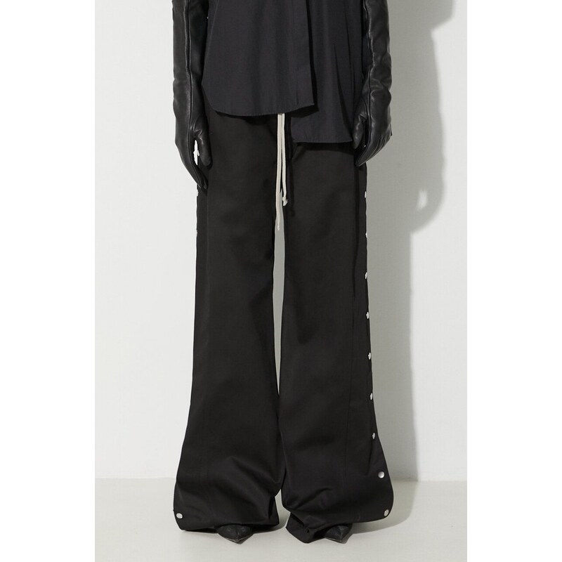 Kalhoty Rick Owens dámské, černá barva, široké, high waist