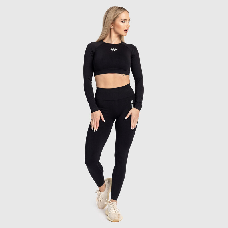 Dámský sportovní crop top Iron Aesthetics Solid, černý