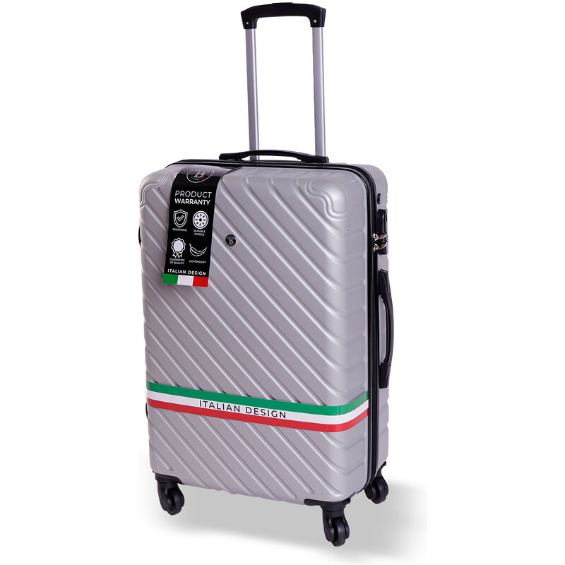 Cestovní kufr BERTOO Roma - stříbrný XL