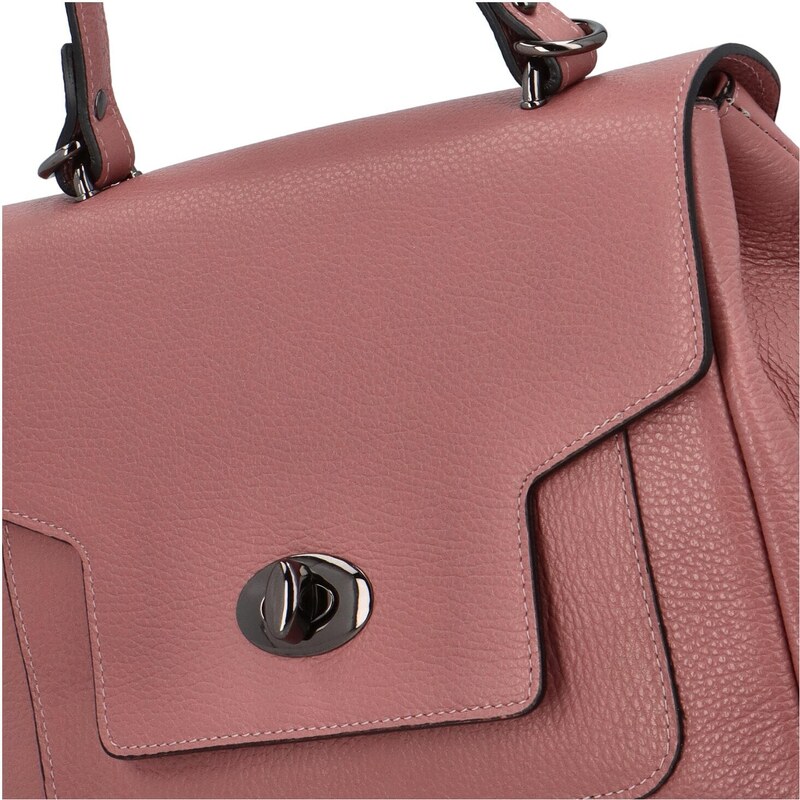 Delami Vera Pelle Luxusní dámská kožená kabelka do ruky Lúthien, růžová