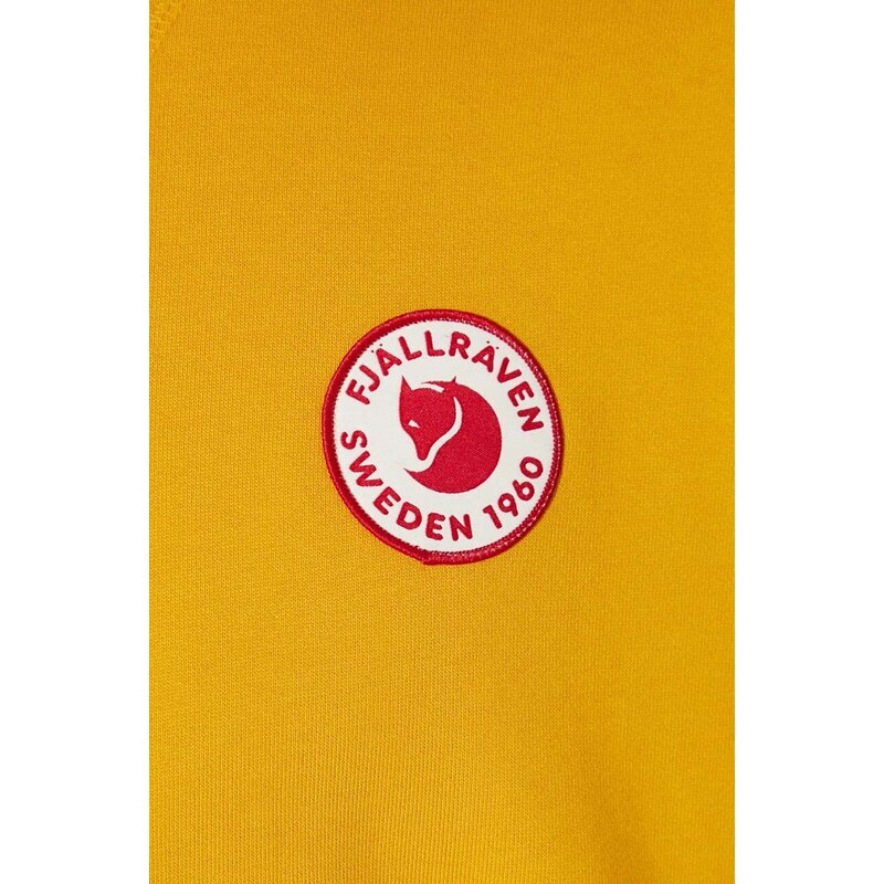 Bavlněná mikina Fjallraven 1960 Logo Badge Sweater pánská, žlutá barva, s aplikací, F87163